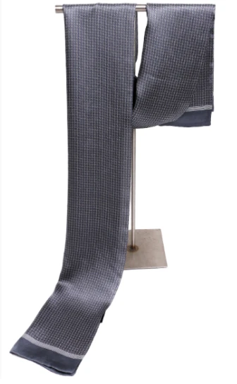 100% Seda Morera Hombres Mujeres Bufanda Pañuelo Envoltura Cuadros Gris MY220-8 Foto 2 de 4