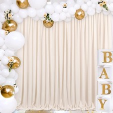 Ivory Backdrop Curtains 2 Panels 5ftx8ft Polyester Wedding Backdrop Drapes fo...