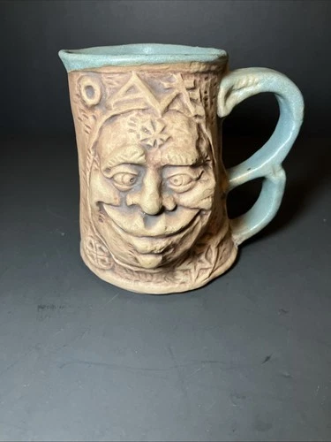 1971 Jim Rumph Pottery Face Tankard Mug With Troll Inside And Medusa Design