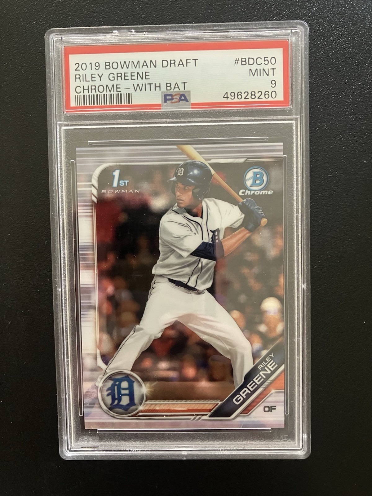 2019 Bowman Draft Chrome Riley Greene, PSA 9, #BDC50, RC, Rookie, Detroit Tigers