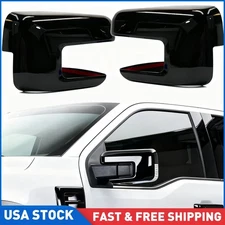 For 2021-24 Ford F150 F-150 Black Side Mirror Covers Overlay WITH Turn Signal US