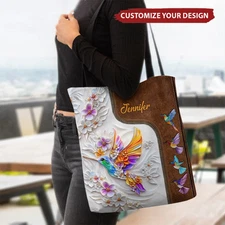 Personalized Stunning Hummingbird Tote Bag, Magical Hummingbird Tote Bag Lover