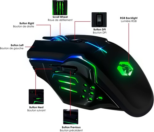 Armor RF800 Bezprzewodowy akumulatorowy zestaw klawiatury i myszy do gier QWERTZ (niemiecki) - Zdjęcie 3 z 5