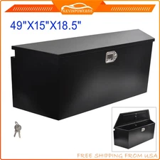 49"x15"x18.5" inch Black Steel Trailer Tongue Tool Box for Trailer Truck w/Lock