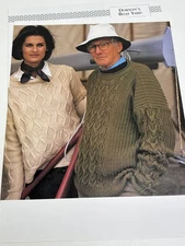 Banjo Cable Pullover Knitting Pattern Worsted Medium-Large-XL Pages from Book