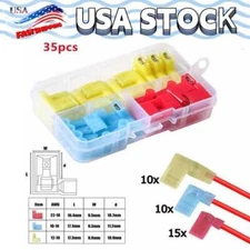 35PCS Insulated 90 Degree Right Angle Connectors Nylon Female Flag Terminal