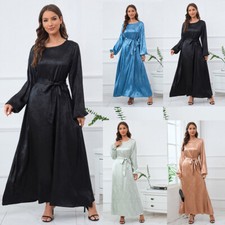 Abaya Women Muslim Kaftan Long Dress Bodycon Elegant Maxi Robe Formal Party Gown