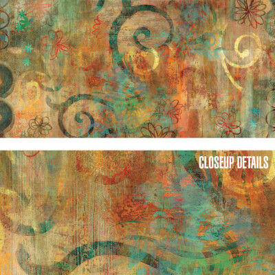 48W''x24H'' PLAYGROUND by EMILY DUNN - BEIGE AQUA PSYCHEDELIC CHOICES of CANVAS