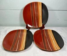 Home Trends Bazaar Square Salad Plates Red/Brown Set of 3