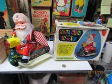 Santa Claus on Scooter Battery Operated in Box Near Mint Working Japan.