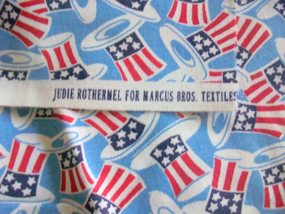 Judie Rothermel for Marcus Bros Textiles American Flag Top Hat Fabric 18"x44" - Image 3 of 4