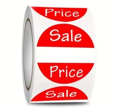 500 Pcs Retail Yard Sale Price Red And White Round Sticker Roll Price Tags NEW