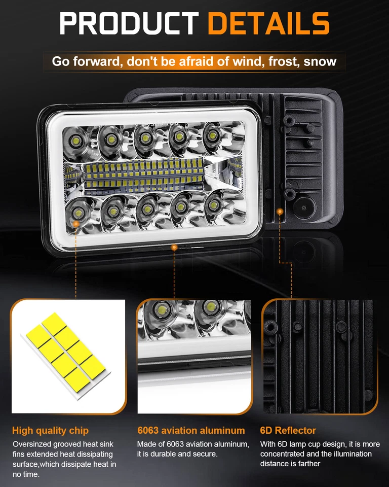 Faros antiniebla de haz sellado alto/bajo LED de 4x6"" para GMC W3500 W4500 W5500 4 un. Foto 2 de 4