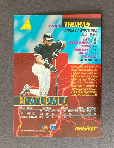 1994 PINNACLE "THE NATURALS" BOXED SET FRANK THOMAS CARD #1 - Bild 2 von 2