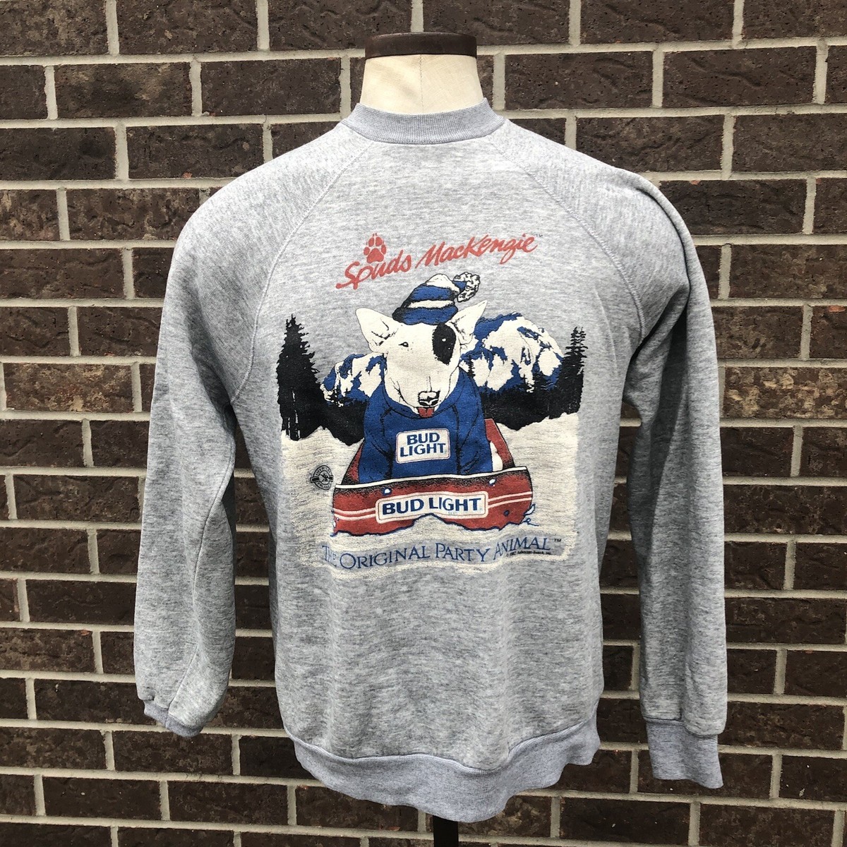 VINTAGE 80s Spuds Mackenzie Bud Light Sweatshirt Gray Party VINTAGE 80s Spuds Mackenzie Bud Light Sweatshirt Gray Party
