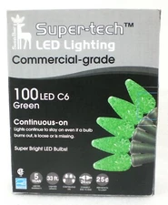 Super-tech LED Lighting Commercial Grade 100 Ct C-6 Green Lights