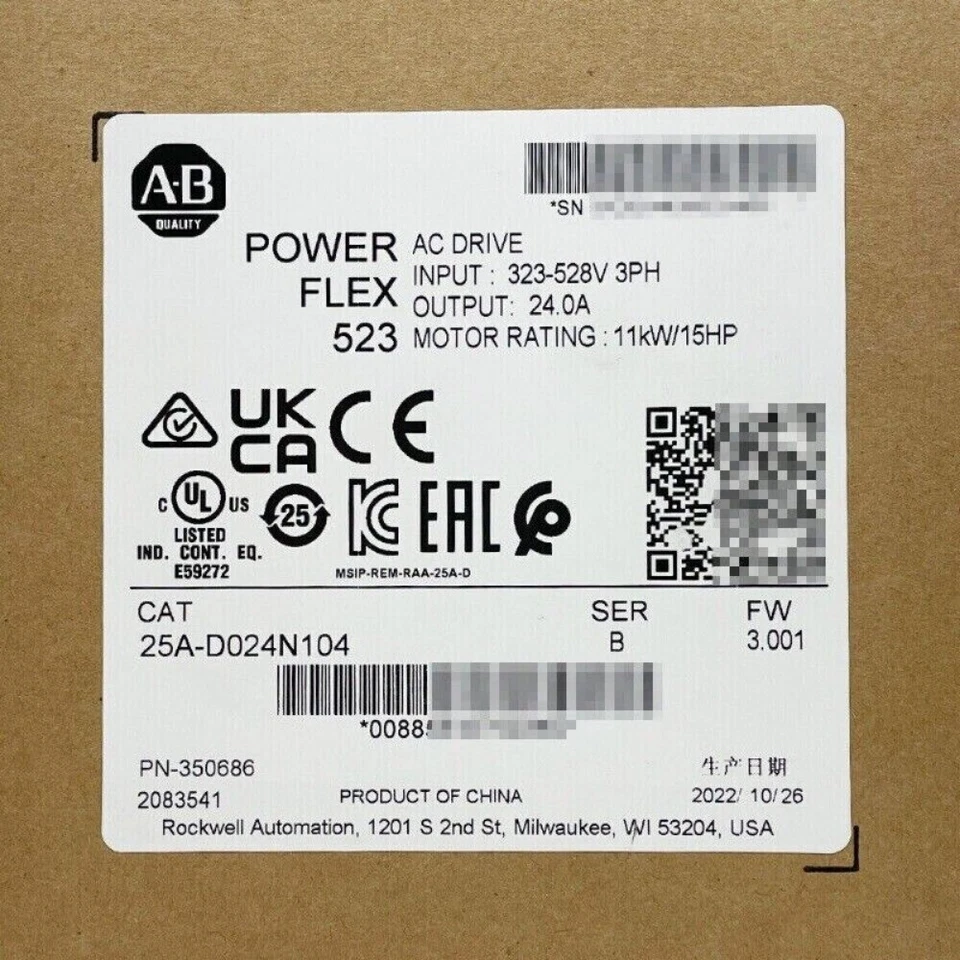 NEW ! Allen-Bradley NEW 25A-D024N104 /B PowerFlex 523 AC Drive 11kW 15Hp ! AB - Image 2 of 4