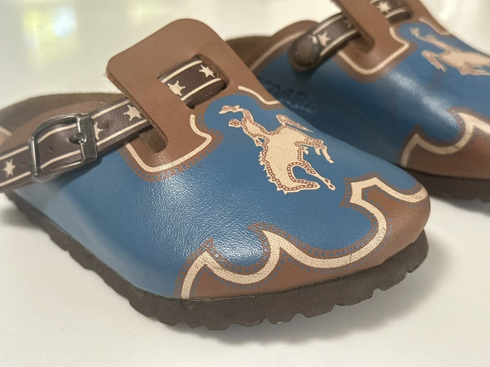 Zuecos Birkenstock Boston Vaquero Azul Vintage Años 90 Niños Talla C8 165 RARO Foto 4 de 4