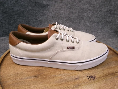 Vans Era 59 C&L Canvas Leather Beige Brown Skate Shoes Sneakers Mens Size 13