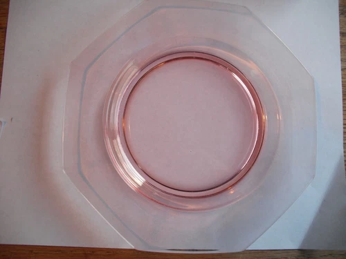 Pink Depression Glass 7 1/2 Inch Octogon Dessert Plate