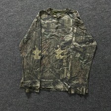Mossy Oak Henley Mens Size M Green Camouflage Break-Up Infinity Hunting Shirt