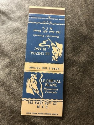 Matchbook Cover - Le Cheval Blanc French Restaurant NewYork City MB101