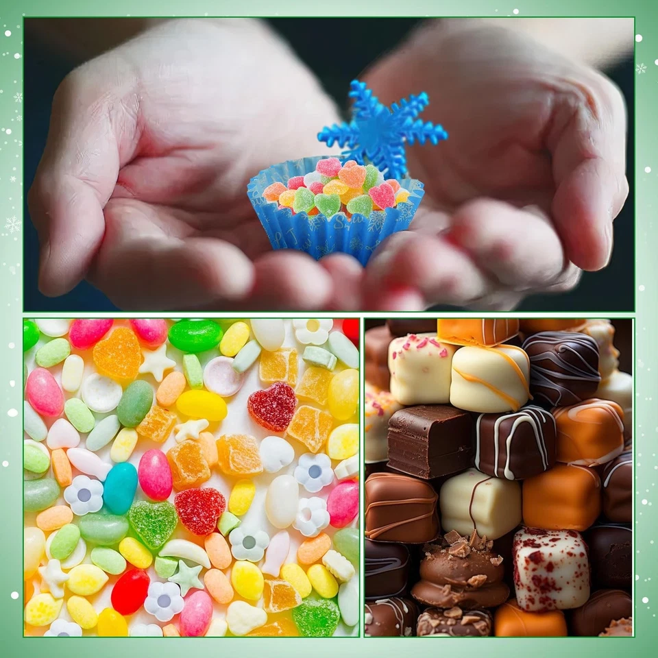 800 рождественских вкладышей для кексов AUGSUN бумажные конфеты чашки Санта-Клаус снеговик S... - Изображение 4 из 4