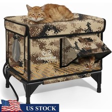 Heated Outdoor Cat Shelter Waterproof Insulated Escape Door Safe Cozy House New