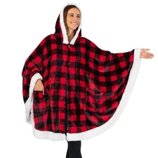 Wearable Blanket for Adult Women, Cozy Plush Fleece Blanket Poncho Cape with ...