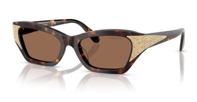 Солнцезащитные очки Swarovski SK6029 100273 Женские Dark HavanaТемно-коричневый кошачий глаз 53 мм 30590₽