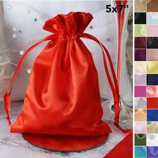 60 pcs 5x7 inch SATIN FAVOR BAGS - Shiny Wedding Drawstring Gift Large Pouches
