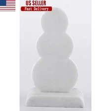 Small Marble Snowman Tabletop Decor Minimalist Winter Accent 6.75 Inch Christmas