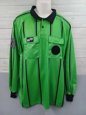 Official Sports Mens Soccer Referee USSF Long Sleeve Jersey Shirt Green Black XL