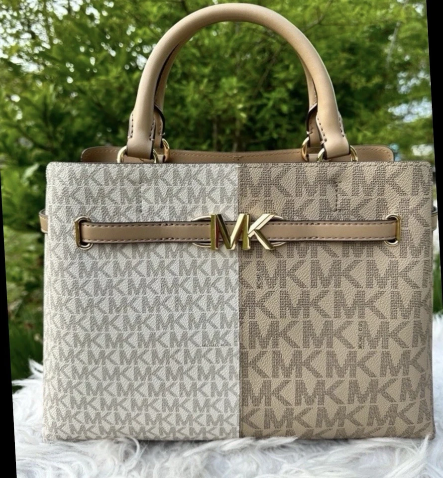Bolsa de mão Michael Kors Reed couro grande satchel cor dividida camelo multi feminina - Imagem 2 de 4