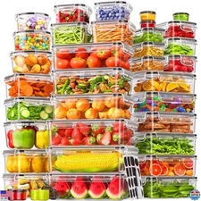 70 PCS Food Storage Containers with Lids Airtight (35 Containers & 35 Lids),