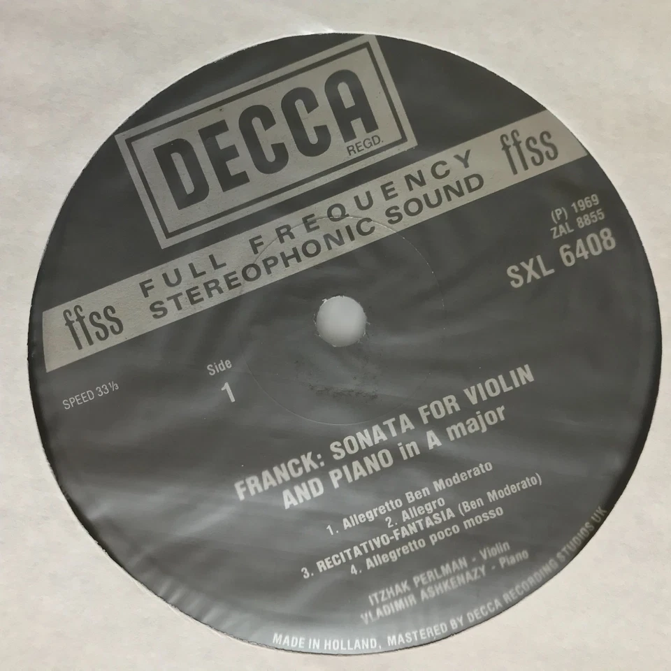 SXL 6408 Franck Violin Sonata Brahms Trio Ashkenazy Perlman Decca Stereo Vinyl - Image 3 of 4