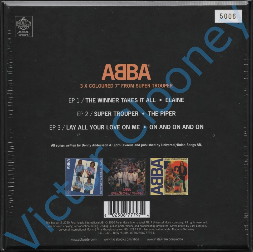 ABBA. Super Trouper: The Singles / 40th Anniversary NUMBERED Coloured 7" Box NEW - Image 3 of 4