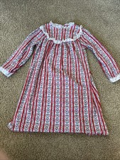 Vintage Lanz of Salzburg Girls Size 4/5 Flannel Fleece Nightgown Heart Stripe