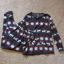 NWOT Rocky Large Long Johns Microfiber Fleece Base Layer Set Snowflakes Deer