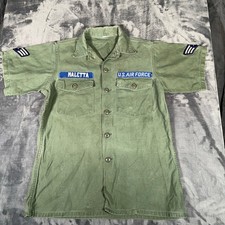 Vintage 70s USAF OG-507 Utility Shirt Men s Small Sage Green Airman Military
