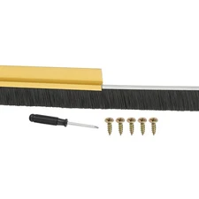 Door Brush Sweeps 0.79" x 47.24", Door Sweep for Bottom of Door, Gold/Black