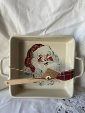 Mud Pie Home EAT DRINK BE MERRY Retro Santa Square Baking Baker Set