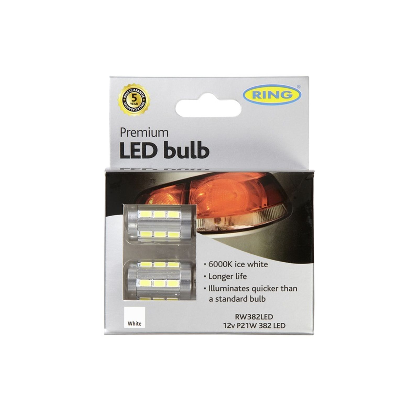 Ring LED Bulb - 12V P21W 6000K Colour Temperature - Long Life + 5 Yr Warranty