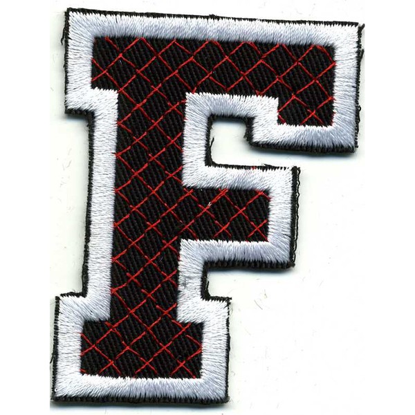 AufnäHer Patches - Buchstabe F - Gr. Ca. 6Cm X 4Cm - 21736 Schwarz-Weiß-image