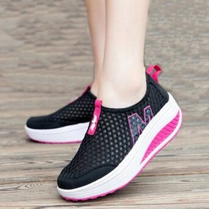 Zapatillas Plataforma De Mujer, Tenis Tacon Alto Para Mujer Malla, Negro,  Rosado | eBay