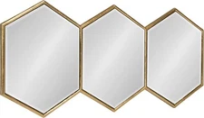 Kate and Laurel Royce Modern Glam Hexagon Trio Accent Wall Mirror, 30x14 Gold