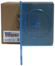 USDISC DVD Cases Slimline 7mm Premium, Single 1 Disc (Clear Blue) Lot