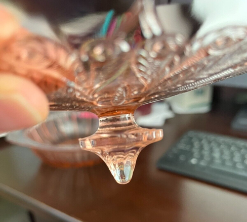 JEANNETTE ADAM PINK DEPRESSION GLASS 9" ROUND SERVING BOWL WITH LID 1932-34 - Picture 13 of 14