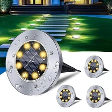 Solar Ground Lights, Portable Recessed Outdoor Garden Bright In-Ground Lights