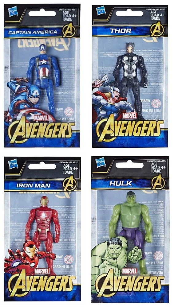 Marvel Avengers Set of 4 Action Figures 10cm Thor Hulk Iron Man Captain America